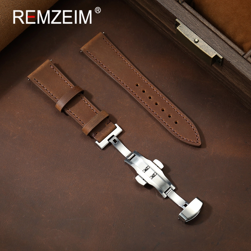 Smartwatch Vintage Watches For Women - สายนาฬิกาหนังแท้ลาย Crazy Horse สำหรับผู้ชาย ผู้หญิง และทุกเพศ
