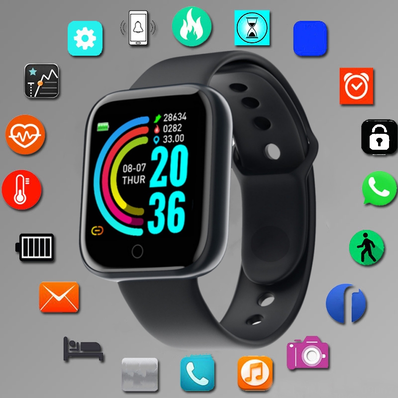 Watch Smartwatch Android - สมาร์ทวอท์ชสําหรับผู้ชายผู้หญิงโหมดกีฬาการควบคุมเพลงแคลอรี่ระยะทางฟิตเนสสมาร์ทแบนด์ข้อความเตือนสร้อยข้อมือสมาร์ท Android IOS