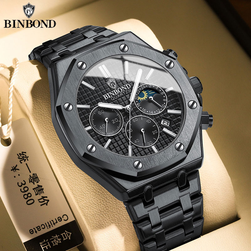 Rolex Watch Daytona - BINBOND คุณภาพนาฬิกาผู้ชายหรูหรา Man นาฬิกาข้อมือควอตซ์กันน้ําวันที่สแตนเลสนาฬิกาผู้ชายนาฬิกาลําลอง
