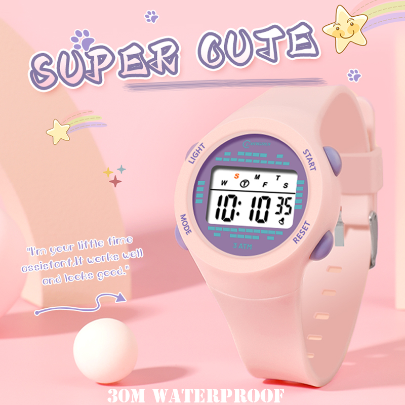 Smartwatch Digital Watches For Kid Boy With Alarm - นาฬิกานักศึกษาชายกลางน่ารักสีชมพูสำหรับหญิงสาว Jam Tangan elektronik สำหรับเด็กกันน้ำ30ม. ของขวัญ