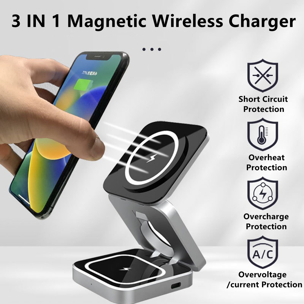 Watch 7 Smartwatch Iphone - เครื่องชาร์จไร้สายแม่เหล็กแบบพับเก็บได้ยืน Magnet สถานีชาร์จอย่างรวดเร็วสำหรับ Samsung S25 S24