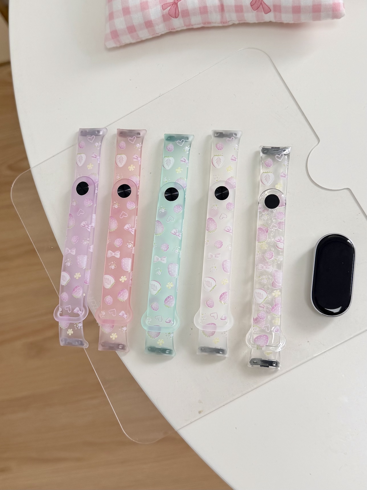 Watch Smartwatch Android - สายรัดข้อมือ TPU ลายโบว์สตรอว์เบอร์รี่สุดน่ารัก สำหรับ Xiaomi Band