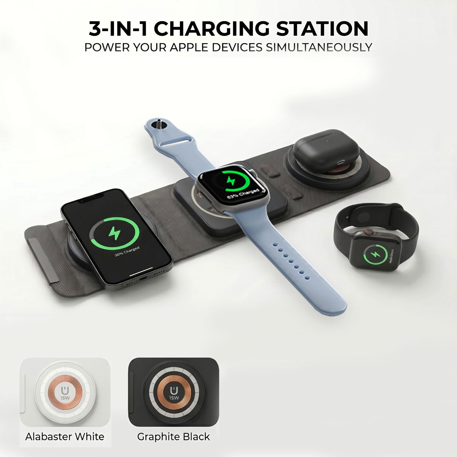 Watch 7 Smartwatch Iphone - แท่นชาร์จไร้สายแบบพับได้ 3 in 1 สำหรับ iPhone