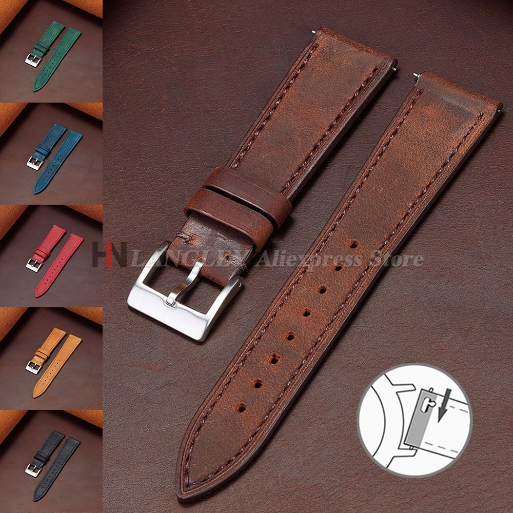 Smartwatch Vintage Watches For Women - สายนาฬิกาหนังวัวแบบถอดเร็วขนาด 18/19/20/21/22/24 มม. สไตล์วินเทจ สายนาฬิกาข้อมืออัจฉริยะ สายรัดข้อมืออเนกประสงค์สำหรับผู้ชายและผู้หญิง