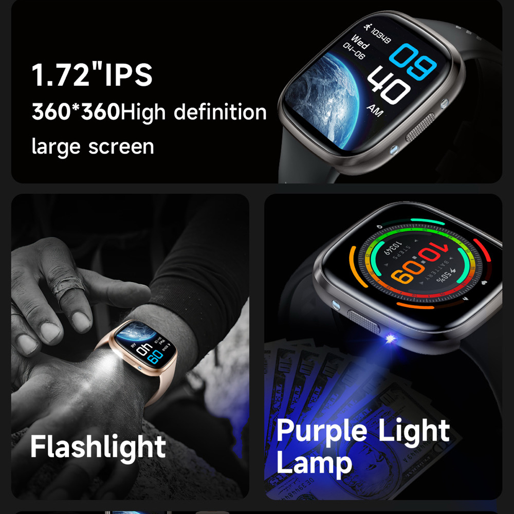 696 สมาร์ทวอทช์ BT โทร ไฟฉาย L - Smartwatch Purple Watches For Women บทวิจารณ์และราคา