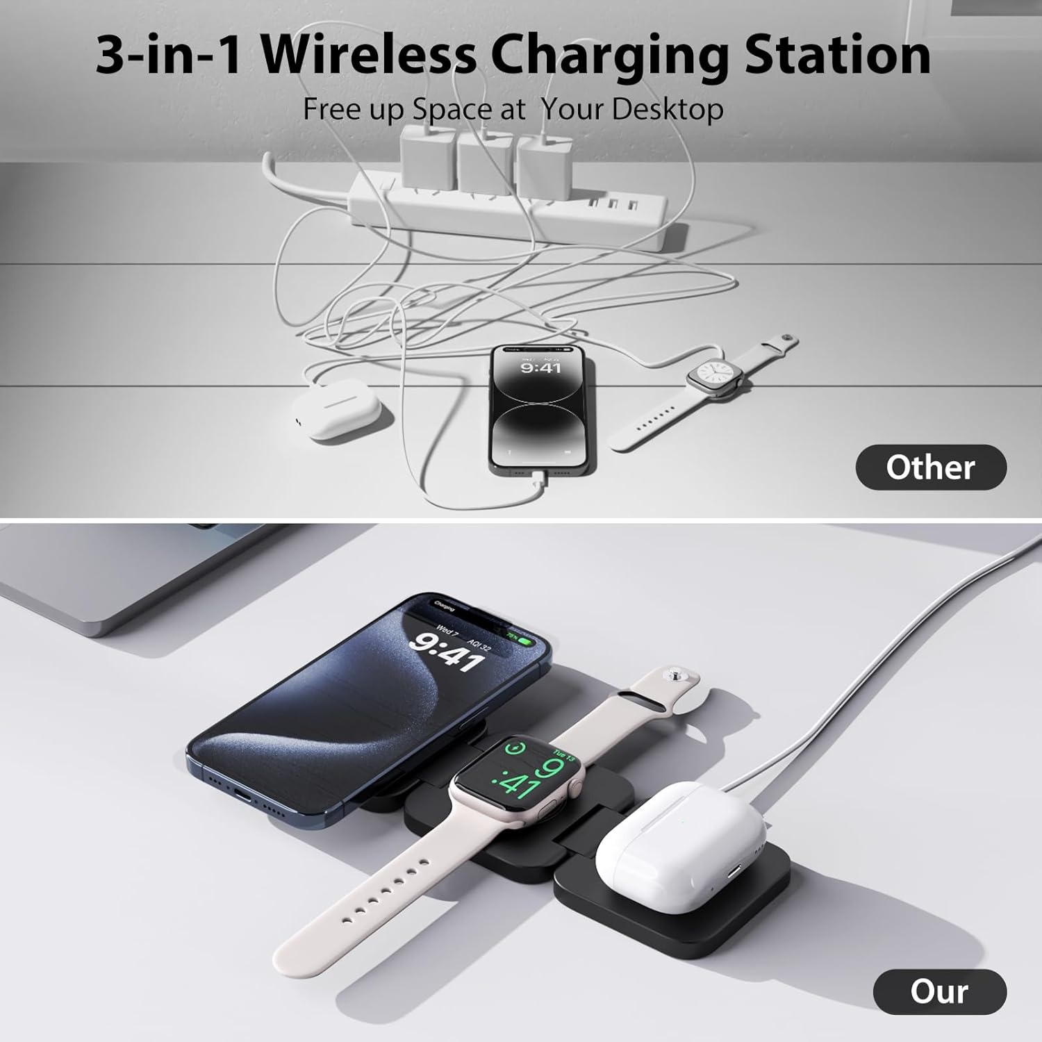 พับ 3 in 1 Fast Wireless Charg - Watch 7 Smartwatch Iphone บทวิจารณ์และราคา