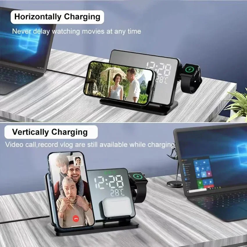 แท่นชาร์จไร้สายพร้อมนาฬิกาปลุก - Smartwatch Watches For Iphone บทวิจารณ์และราคา