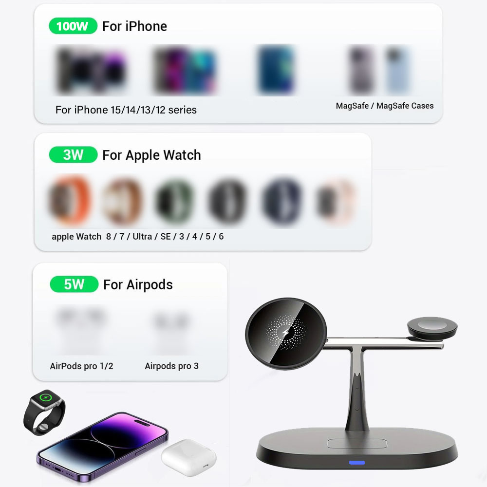 แท่นชาร์จไร้สายแม่เหล็ก 3 in 1 - Smartwatch Watches For Iphone บทวิจารณ์และราคา