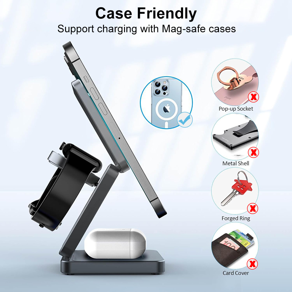 Wireless Charger 3 ใน 1 แบบพับ - Smartwatch Watches For Iphone บทวิจารณ์และราคา