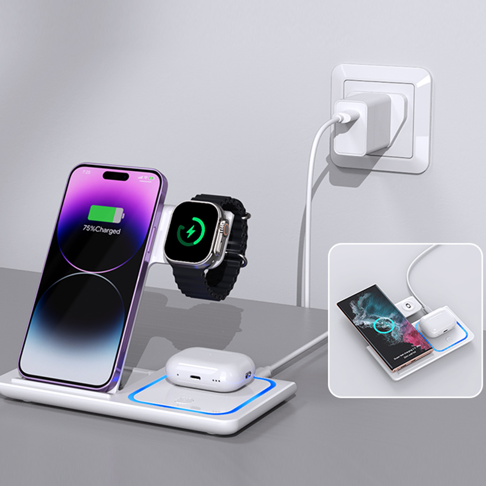 แท่นชาร์จไร้สาย LED 3 in 1 สำห - Watch 7 Smartwatch Iphone บทวิจารณ์และราคา