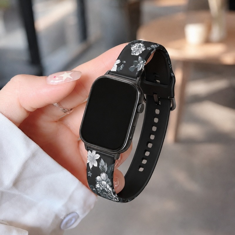 สายนาฬิกาซิลิโคนลายดอกไม้สไตล์ - Smartwatch Vintage Watches For Women บทวิจารณ์และราคา